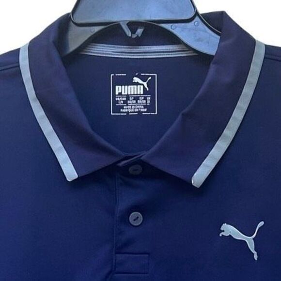Puma Dry Cell Cloudspun Golf Polo Shirt Mens Large Blue Colorblock Short Sleeves - Picture 9 of 13